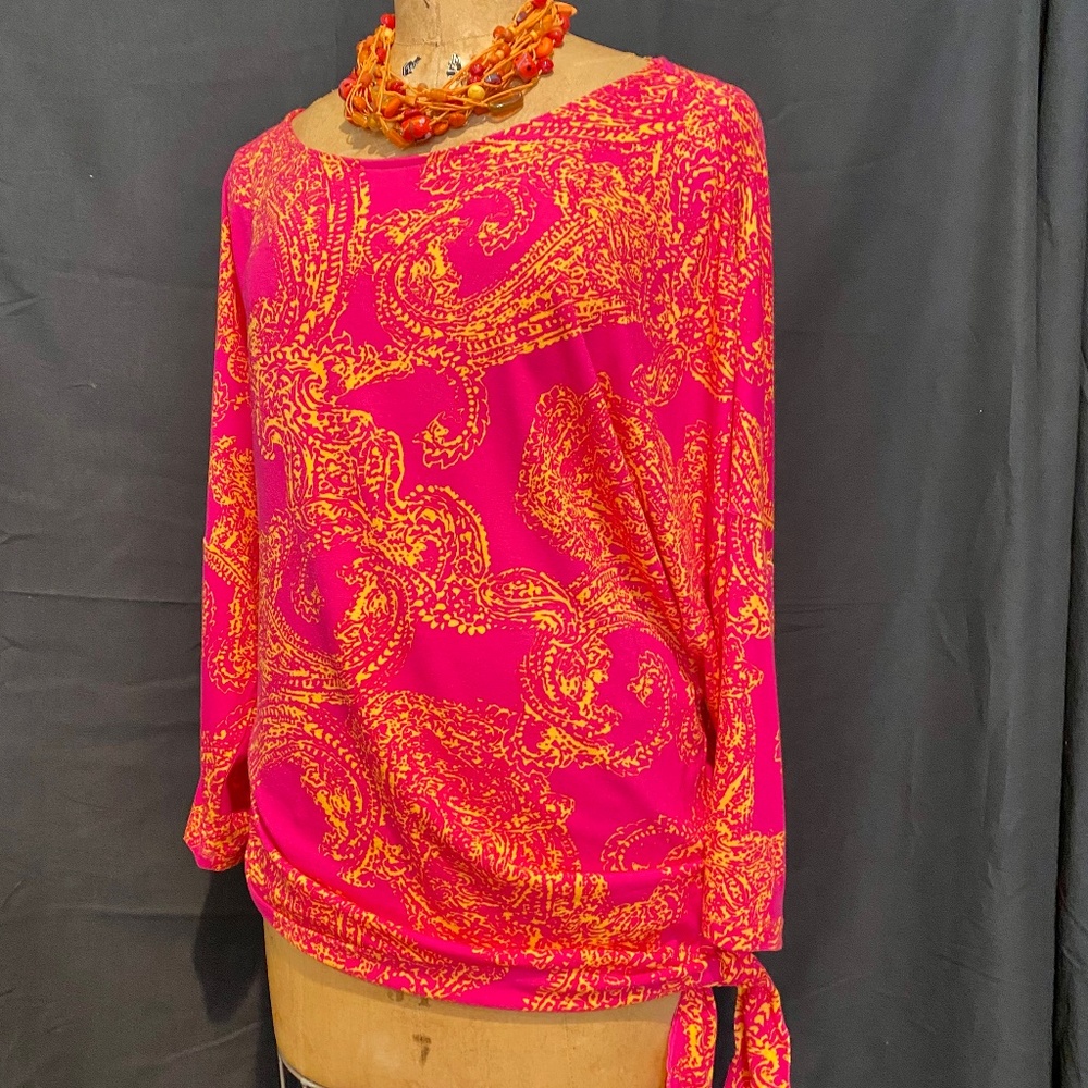 CHICO’S MIXED PRINT SOFT KNIT TOP RAGLAN SLEEVES  3/XL NICE